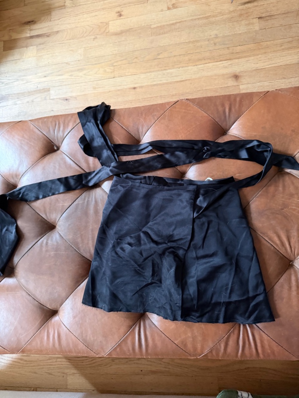 Are you am I Black Satin Wrap Mini Skirt - Picture 2 of 2